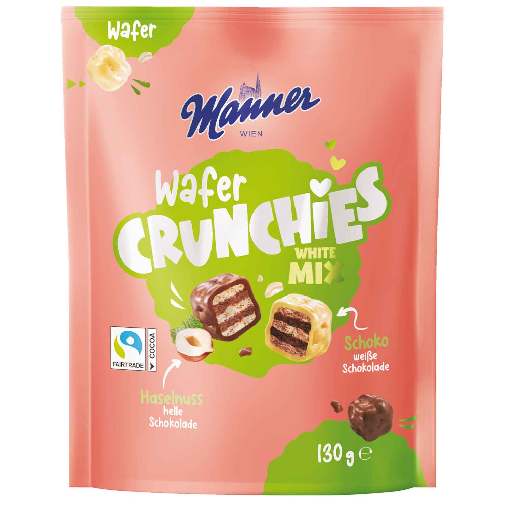 Manner Vaffel Crunchies Hvid Mix 130g / 4.58oz