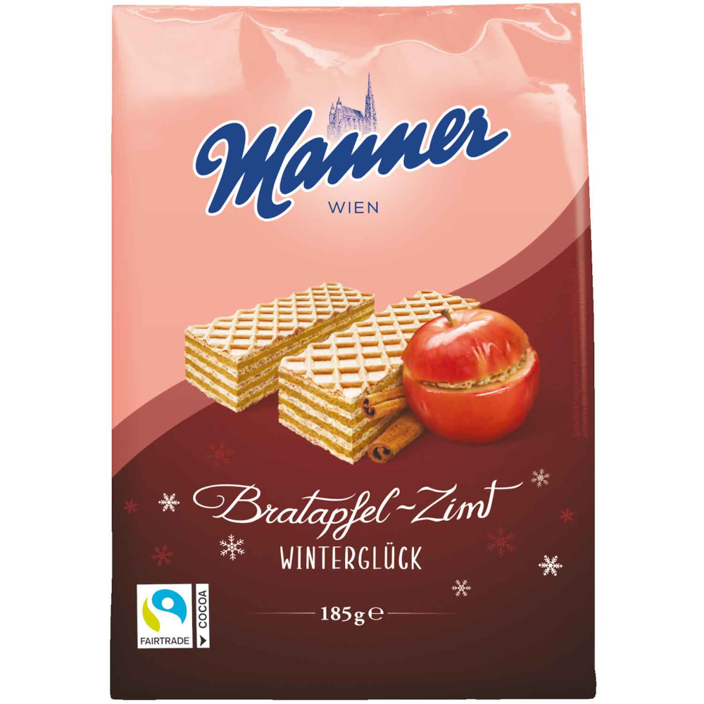 Manner Winterglück Baked Apple and Cinnamon Wafers 185g / 6.52oz