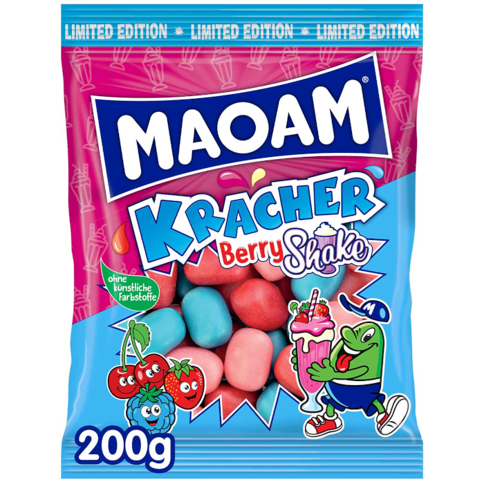 MAOAM Kracher Berry Shake Chewy Candies with Fizzy Filling 200g