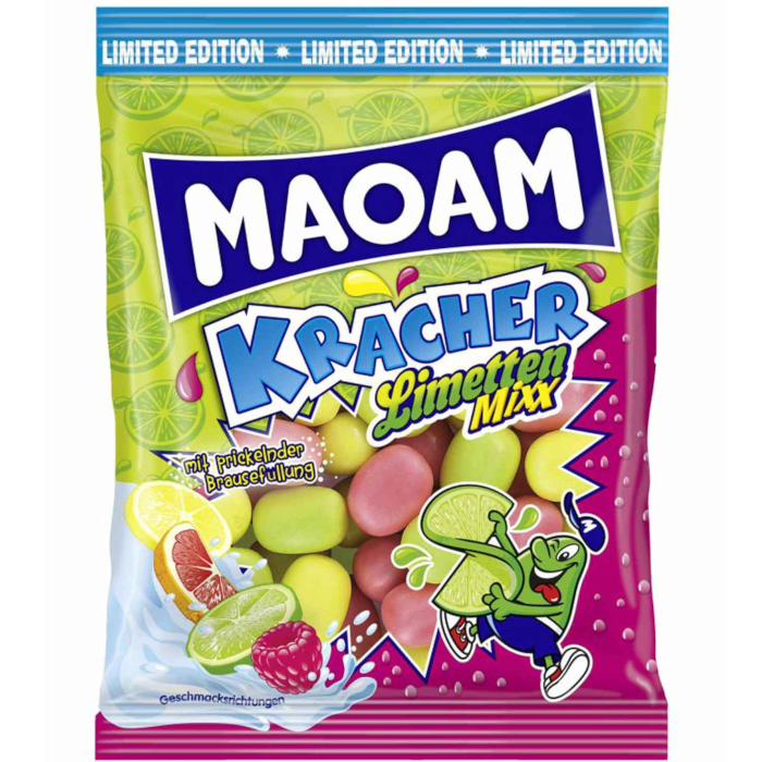 MAOAM Kracher Limetten Mixx caramelos masticables con relleno gaseoso 200g