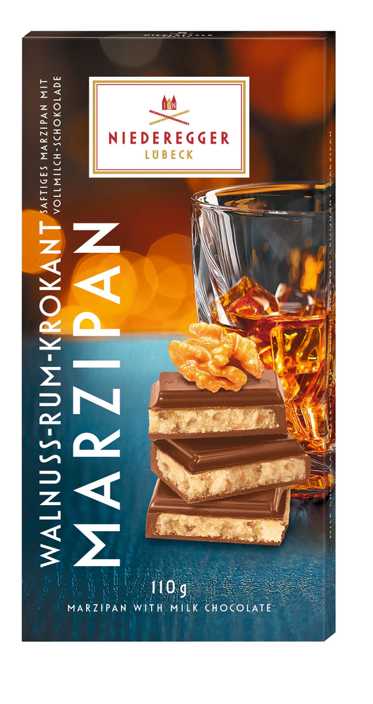 Niederegger Marzipan Schokoladentafel Walnuss-Rum-Krokant 110g