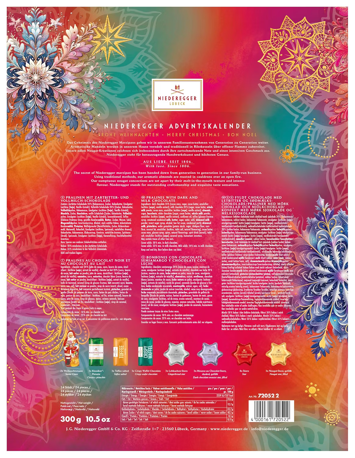 Niederegger Calendário do Advento 'Merry Christmas' 300g / 10.58oz