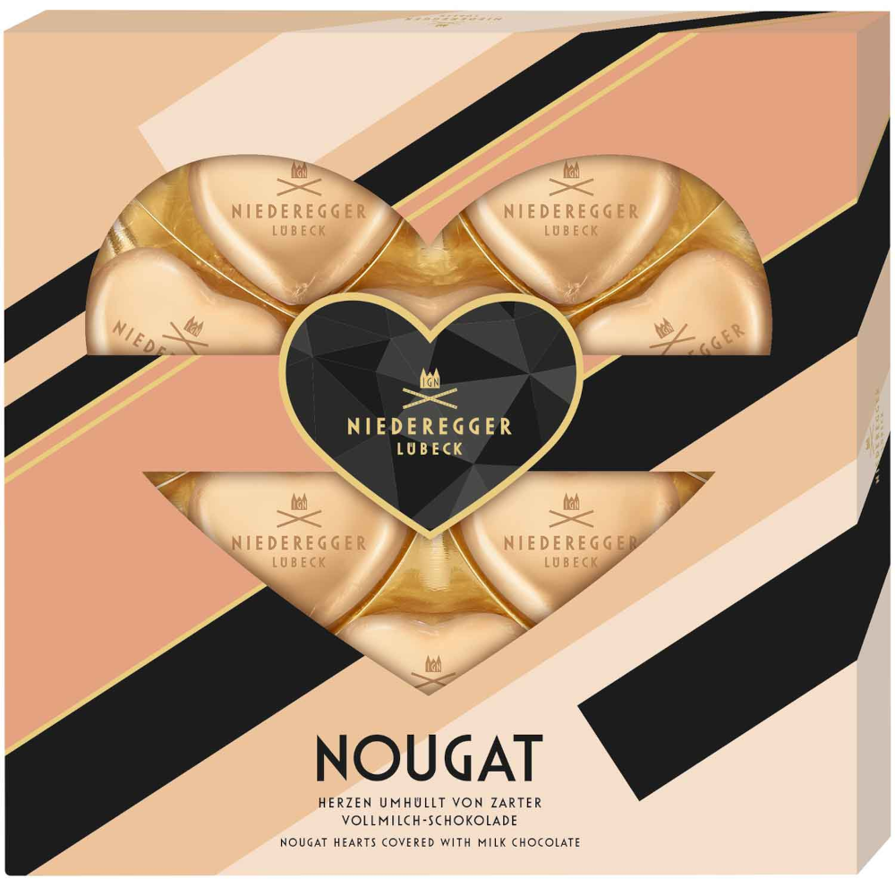 Niederegger Nougat Herzen in Vollmilch-Schokolade 125g