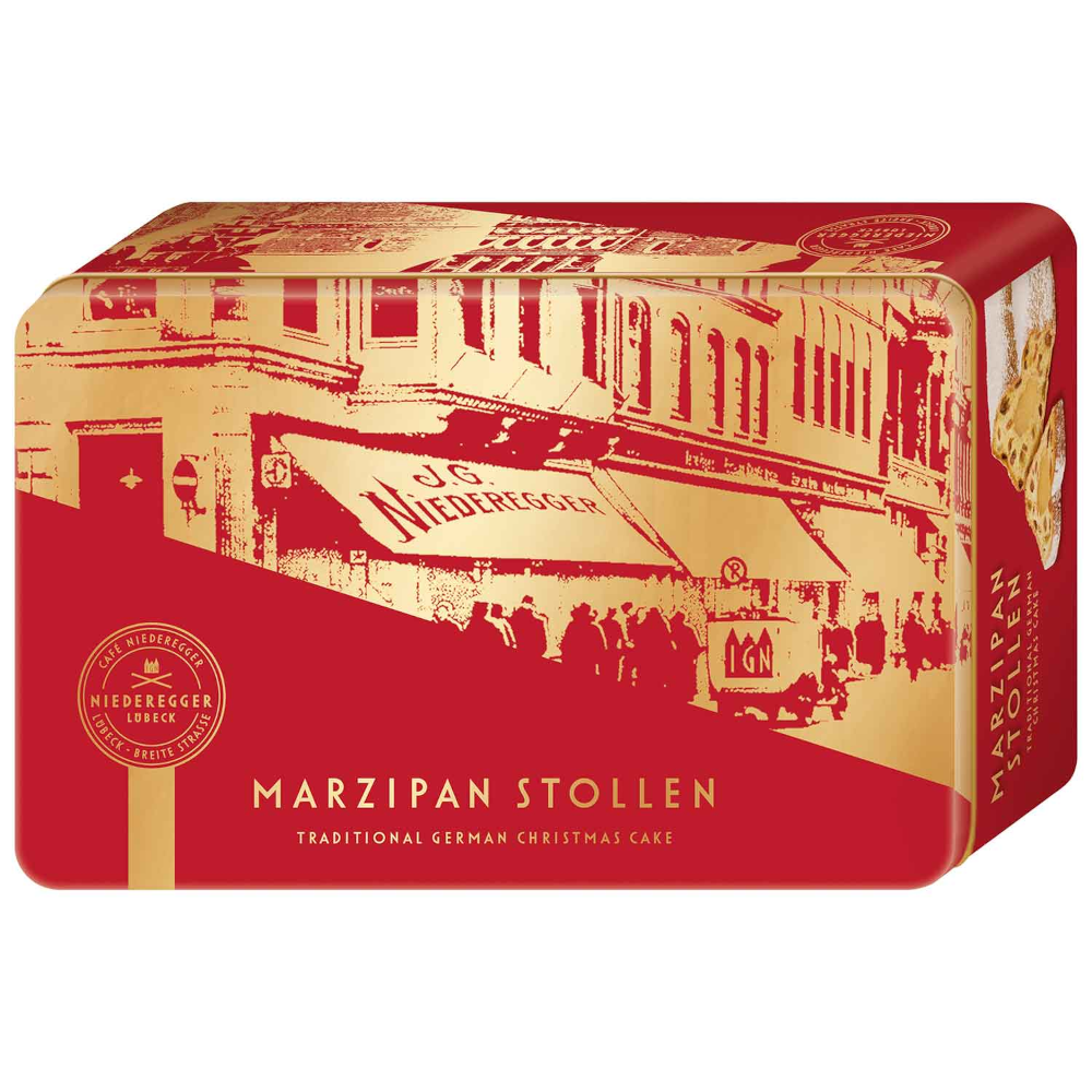 Niederegger Marzipan Stollen numa lata de presente Biscoitos de Natal 500g