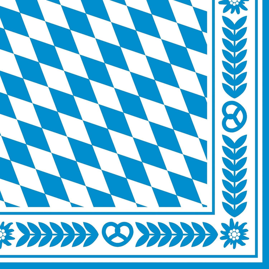 20 Oktoberfest napkins, Bavarian diamond, blue/white, 33 x 33 cm