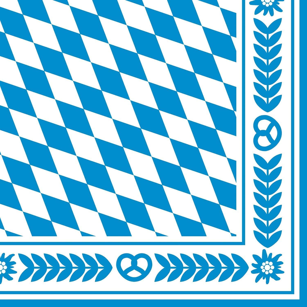 20 Oktoberfest Servietten, Bayernraute, Blau/Weiß, 33 x 33 cm