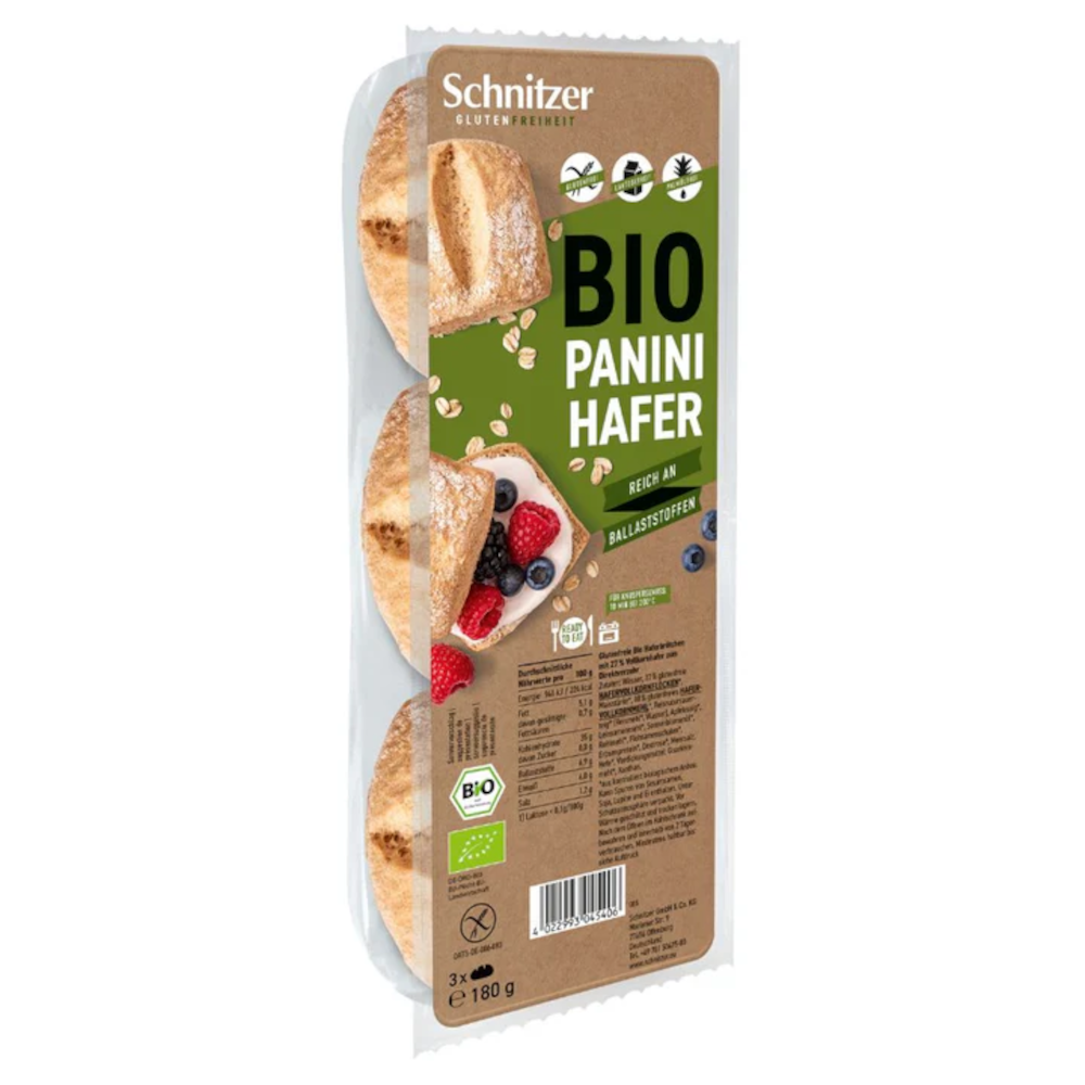 Schnitzer Bio Panini Hafer Glutenfrei 180g / 6.34oz