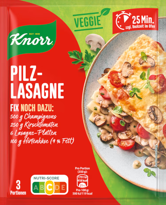 Knorr Fix Veggie für Pilz-Lasagne 33g / 1.16oz