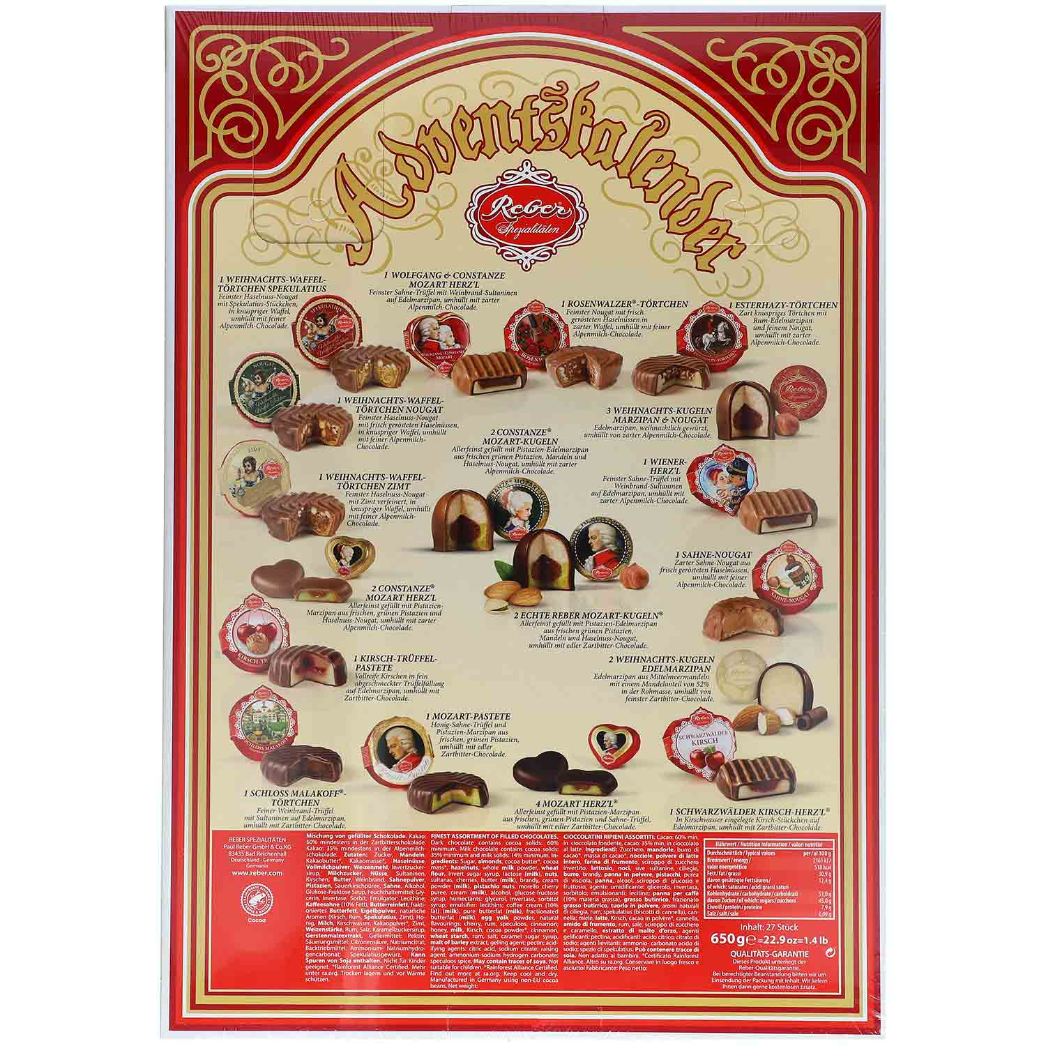 Reber Confiserie Adventskalender Nostalgia 650g / 22.92oz