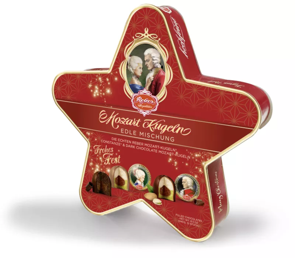 Reber Constanze & Wolfgang Mozart balls poinsettia 240g