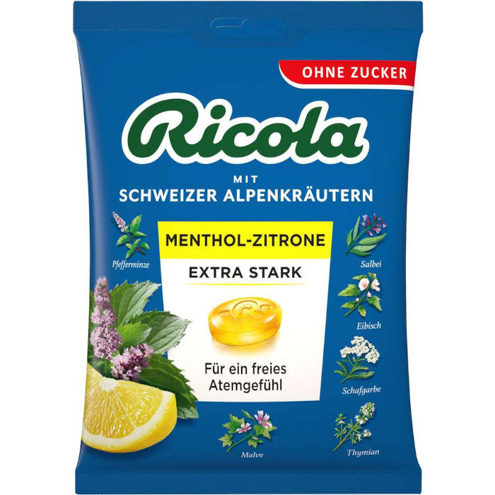 Ricola Menthol Zitrone Kräuterbonbons ohne Zucker 75g / 2.64oz