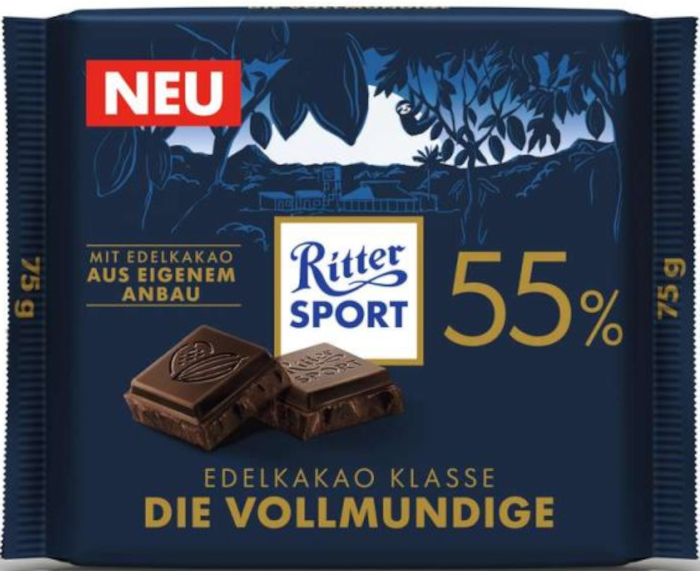 Ritter Sport Edelkakao Klasse Den Fyldige Chokolade 55% 75g / 2.65oz