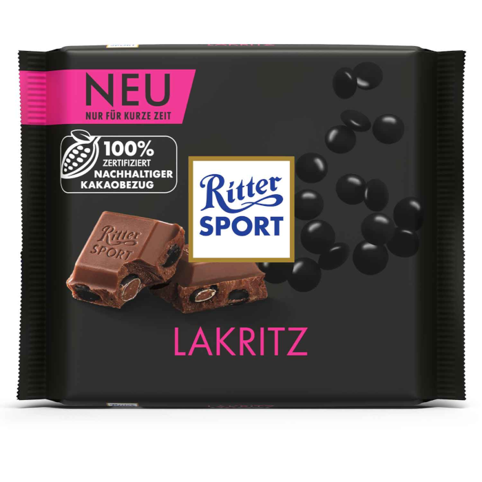 Ritter Sport Chocolate Liquorice 100g / 3.52oz