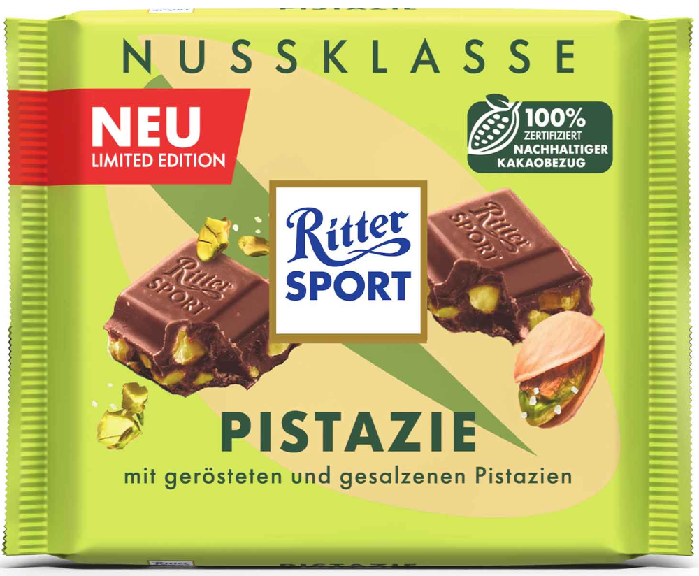 Ritter Sport Nussklasse Schokolade Pistazie 100g / 3.52oz