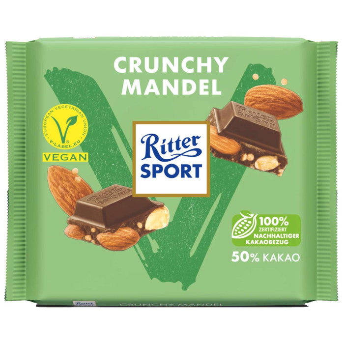 Vegane Ritter Sport Schokolade Crunchy Mandel 100g