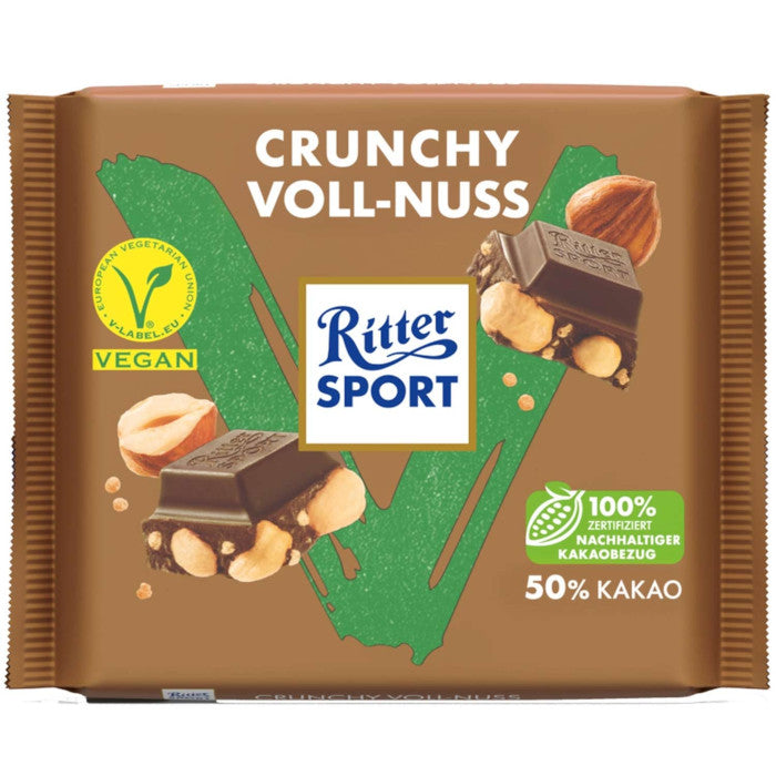Vegane Ritter Sport Schokolade Crunchy Voll-Nuss 100g