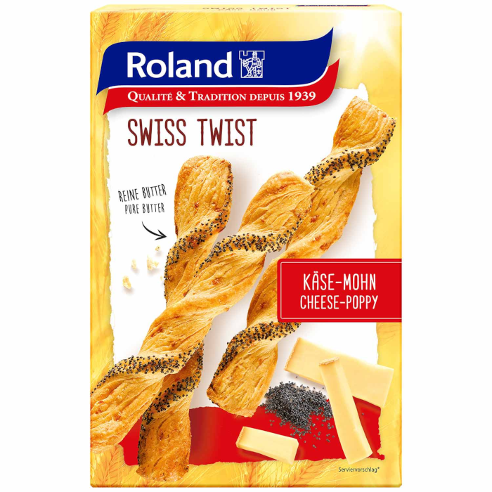 Roland Swiss Twist Käse-Mohn Gebäckstangen 100g / 3.52oz