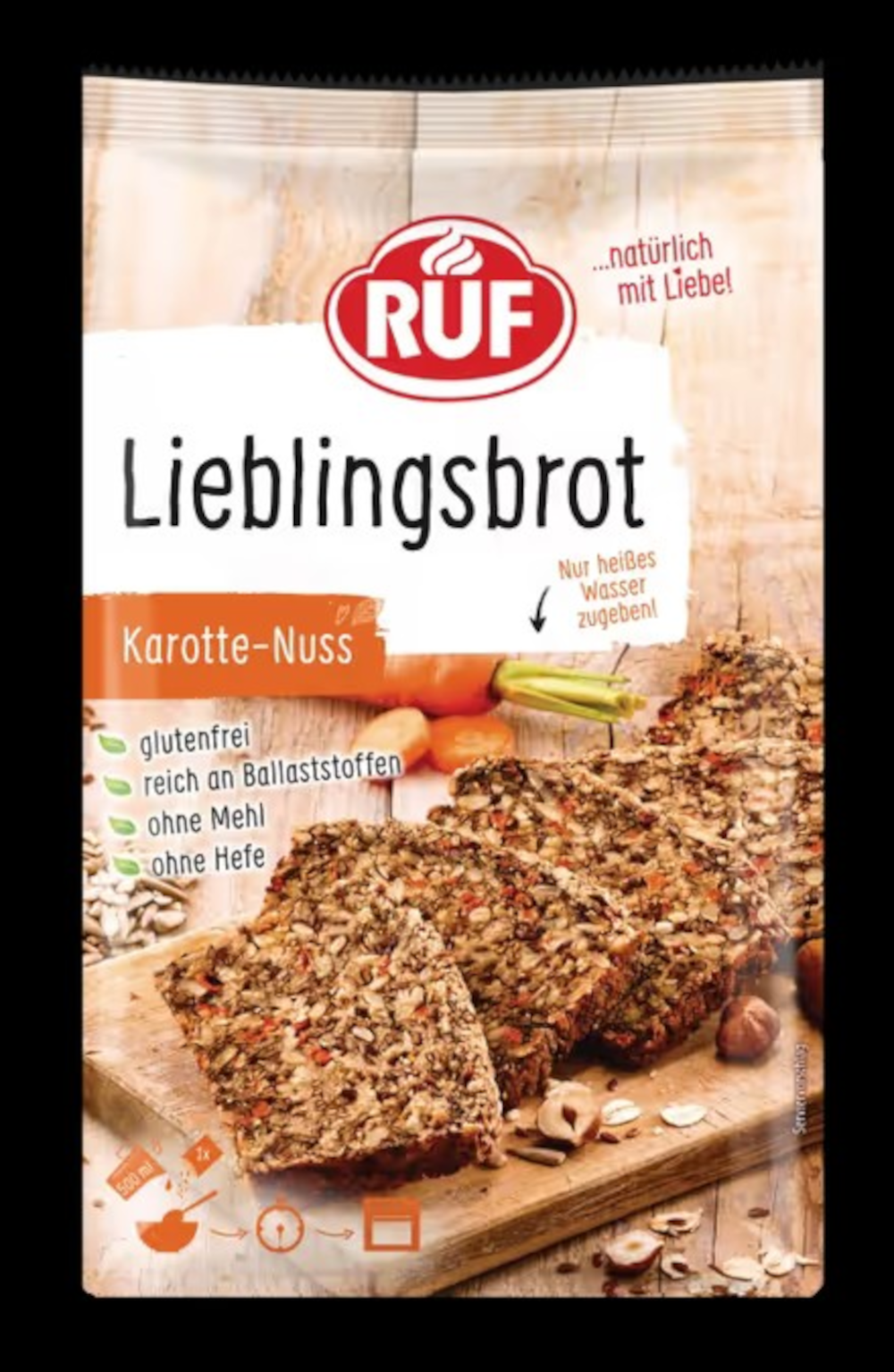 RUF Lieblingsbrot Carotte Nuss Mélange à cuire sans gluten 600g / 21.16oz