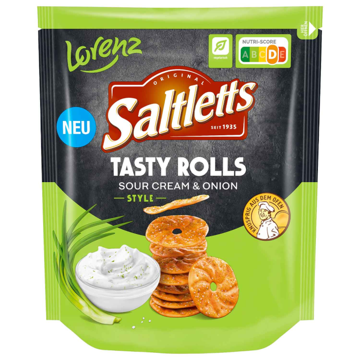 Lorenz Saltletts Tasty Rolls Sour Cream & Onion Style 130g / 4.59oz