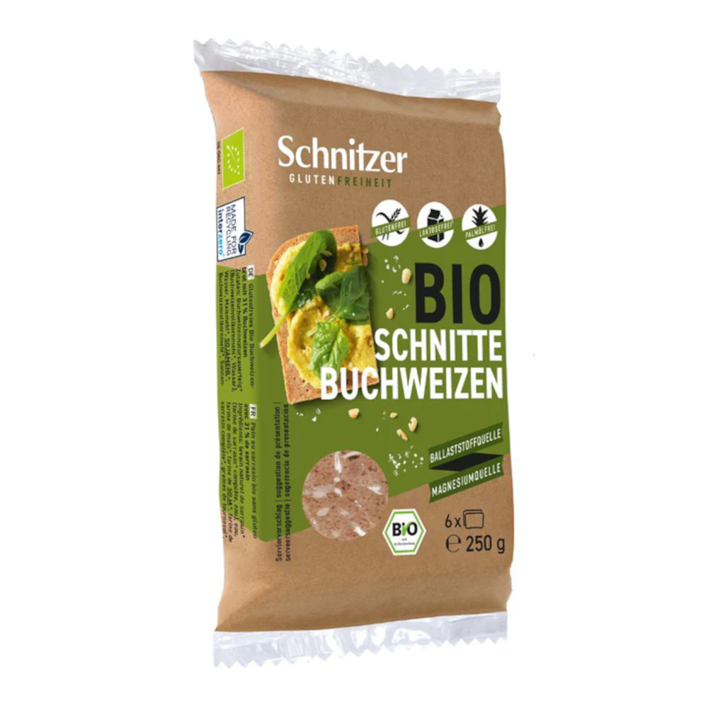 Rebanadas de trigo sarraceno orgánico Schnitzer sin gluten 250 g / 8,81 oz