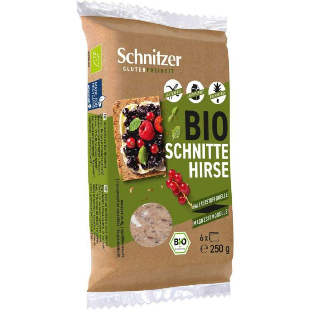 Rebanadas de mijo orgánico Schnitzer sin gluten 250 g / 8,81 oz