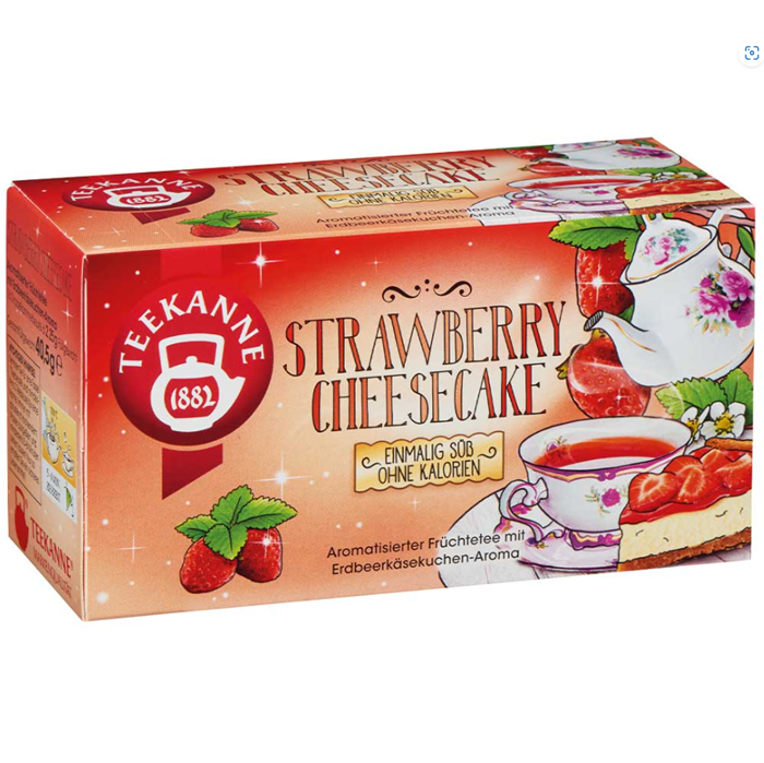 Teekanne Strawberry Cheesecake Früchtetee 18 Doppelkammerbeutel