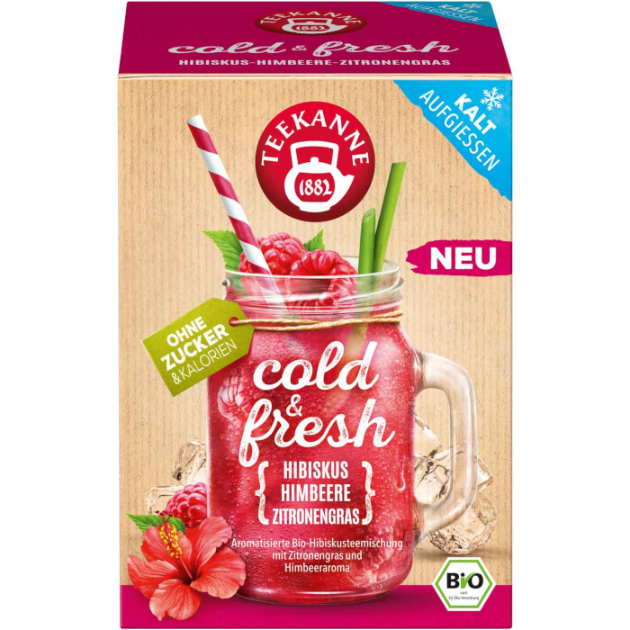 Teapot cold & fresh hibiscus hindbær citrongræs økologisk te 15 teposer