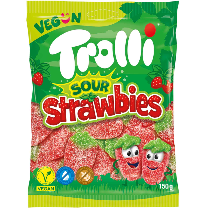 Trolli Fruit Gum Sour Strawbies Vegan 150g