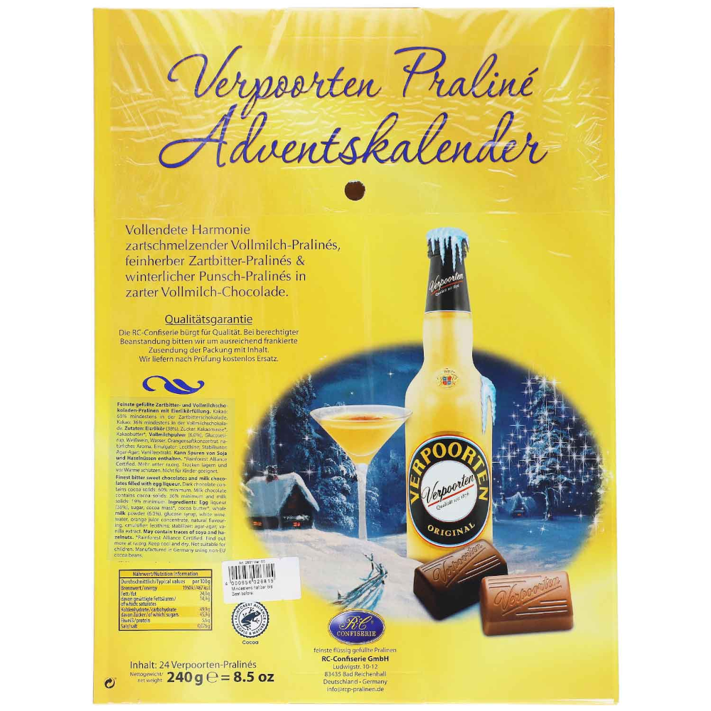 Verpoorten calendario dell'avvento pralinato allo zabaione 240g