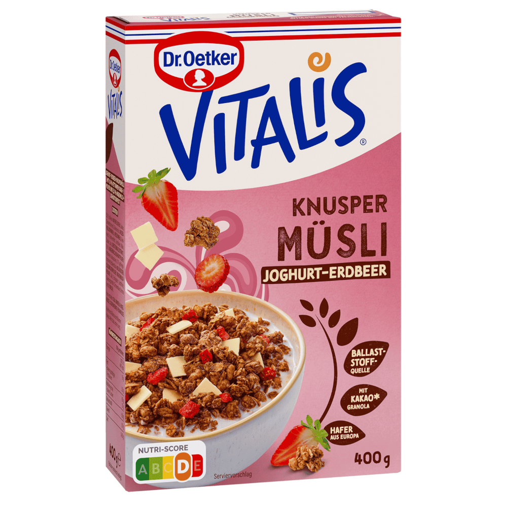 Dr. Oetker Vitalis Knusper Müsli Joghurt-Erdbeer 400g / 14.11oz