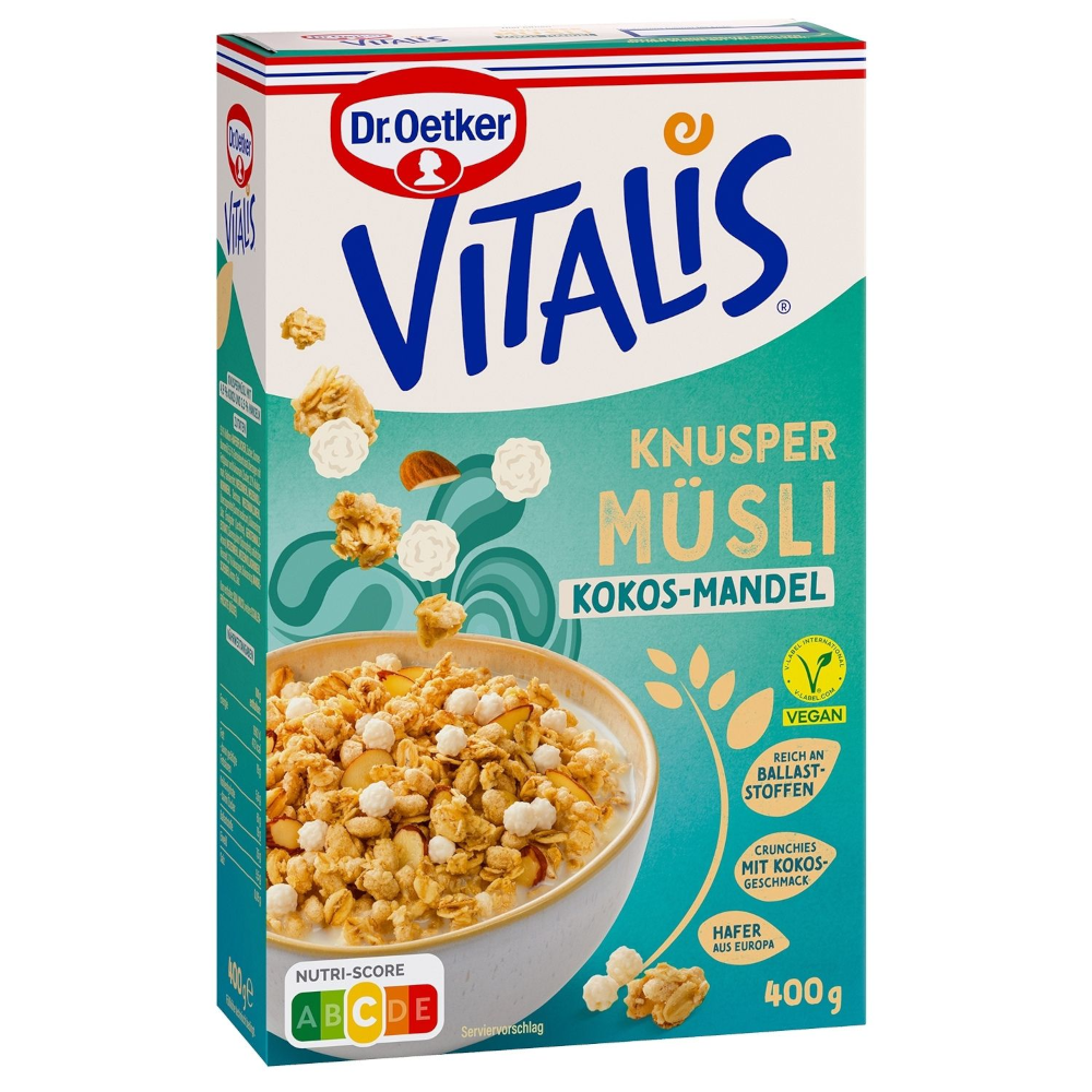 Dr. Oetker Vitalis muesli croustillant coco-amande, vegan 400g / 14.11oz