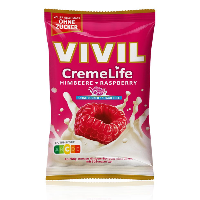 VIVIL Creme Life Bonbons Himbeere ohne Zucker 110g / 3.88oz