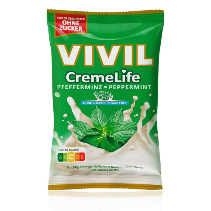 VIVIL Creme Life Bonbons Pfefferminz ohne Zucker 110g / 3.88oz