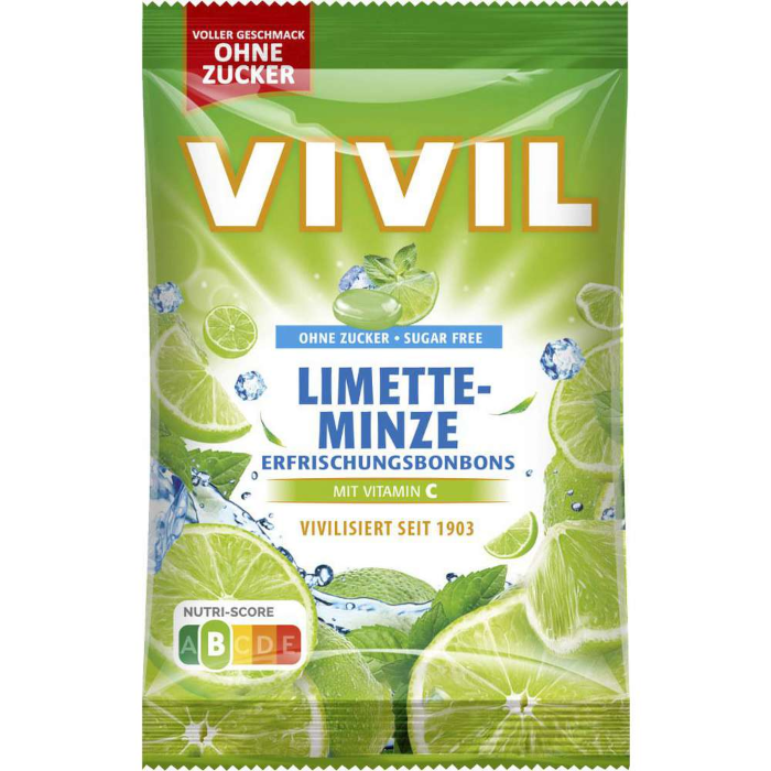 VIVIL Erfrischungsbonbons Limette-Minze ohne Zucker 120g / 4.23oz