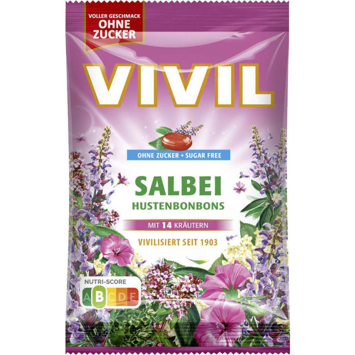VIVIL Hustenbonbons Salbei ohne Zucker 120g / 4.23oz