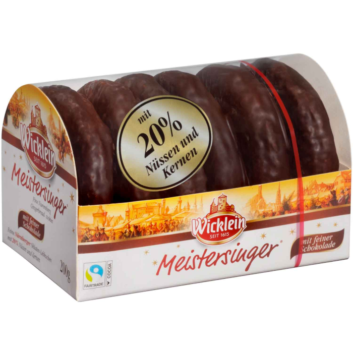 Wicklein Meistersinger Fine Nuremberg oblea pan de jengibre recubierto de chocolate 200g