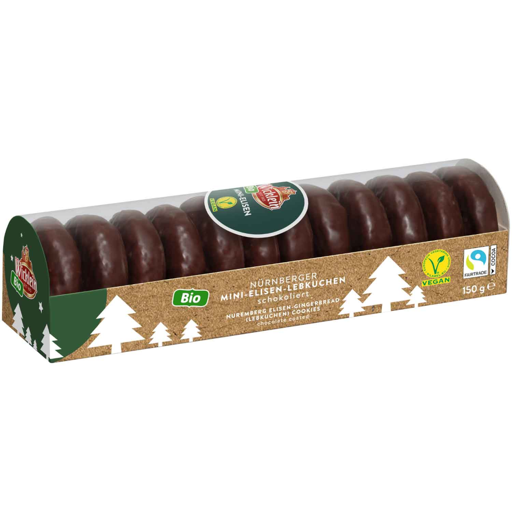 Wicklein Organic Nuremberg Mini Gingerbread chokoladeovertrukket veganer 150g / 5.29oz