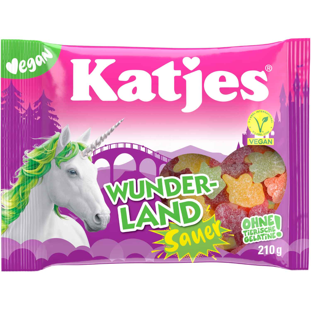 Katjes Wunderland acide bonbons gélifiés végétaliens 210g
