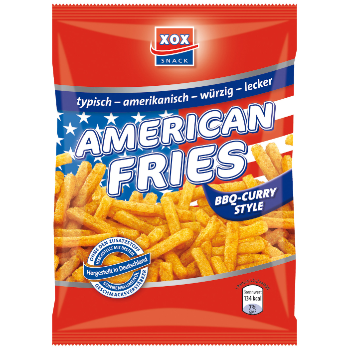 XOX American Fries BBQ-Curry Kartoffelsnack 125g / 4.4oz