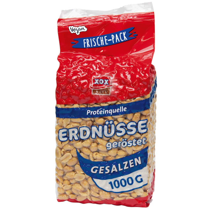 XOX Erdnüsse geröstet & gesalzen, vegan 1kg / 35.27oz