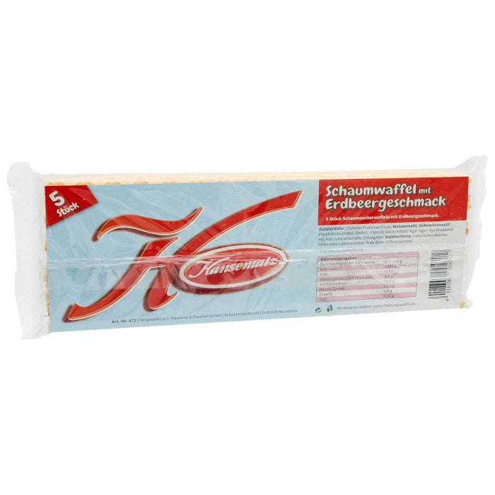 Hansematz schuimwafels met aardbeiensmaak 5 stuks 65g / 2.29oz