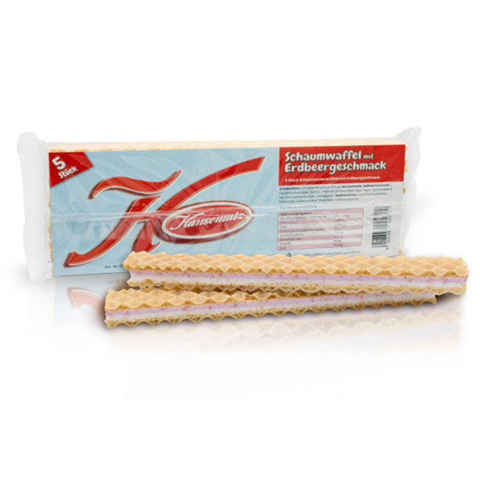 Gaufrettes mousseuses Hansematz à la fraise 5 pièces 65g / 2.29oz