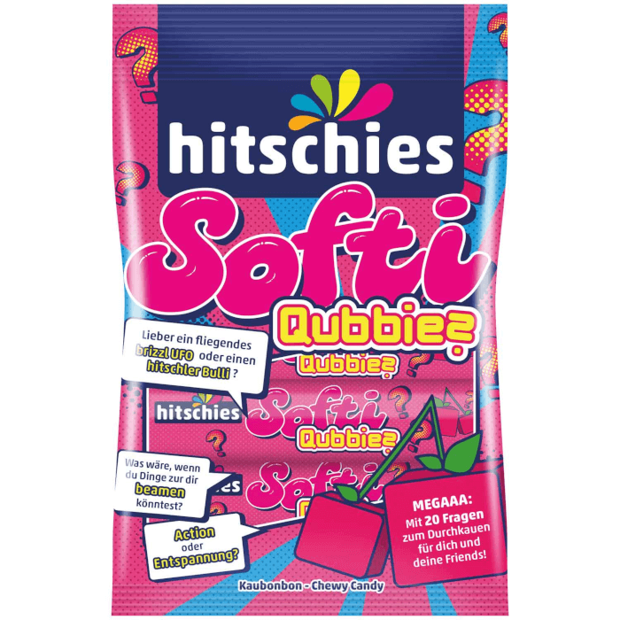 hitschies Softi Qubbies rebuçados de cereja mastigáveis 80g / 2.82oz