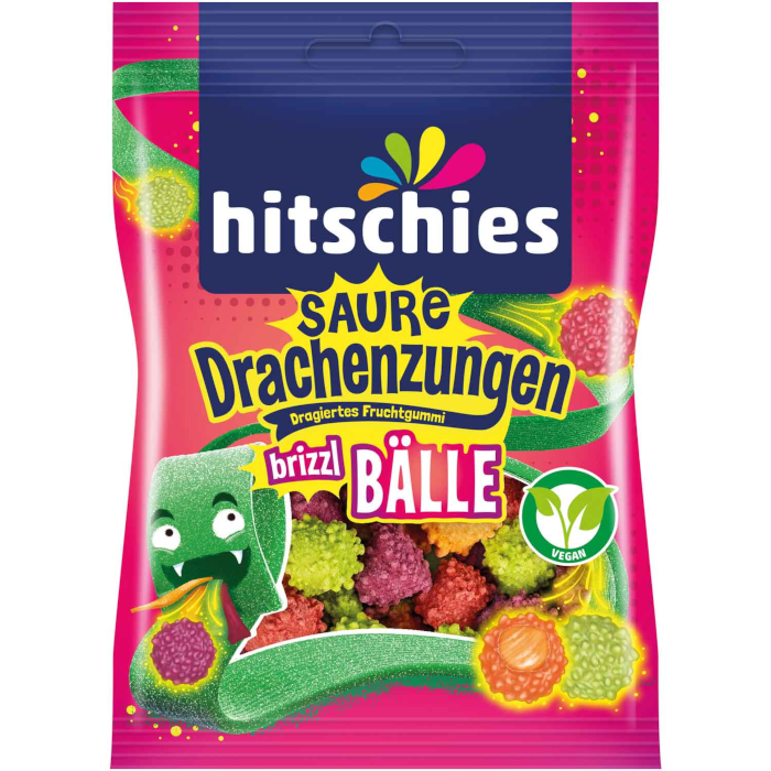 hitschies sour dragon lenguas bizzl bolas veganas 100g / 3.52oz
