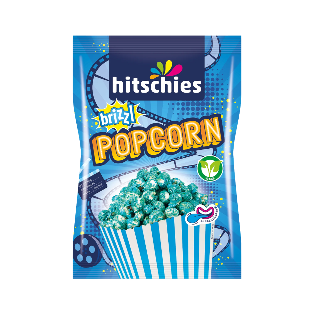 hitschies bizzl popcorn sour, blue, vegan 125g / 4.4oz