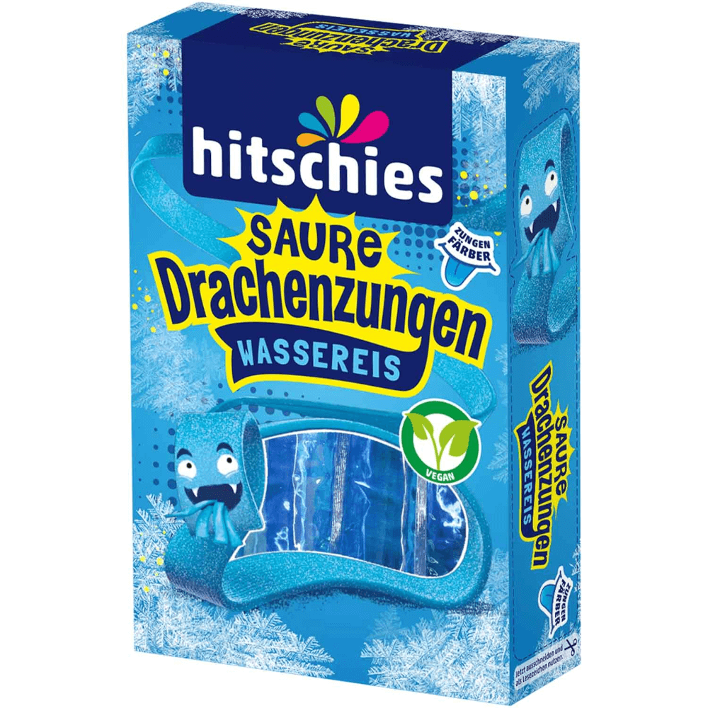 hitschies Zure Drakentongen Water Ice Blue Vegan 400ml / 13.52 fl.oz.