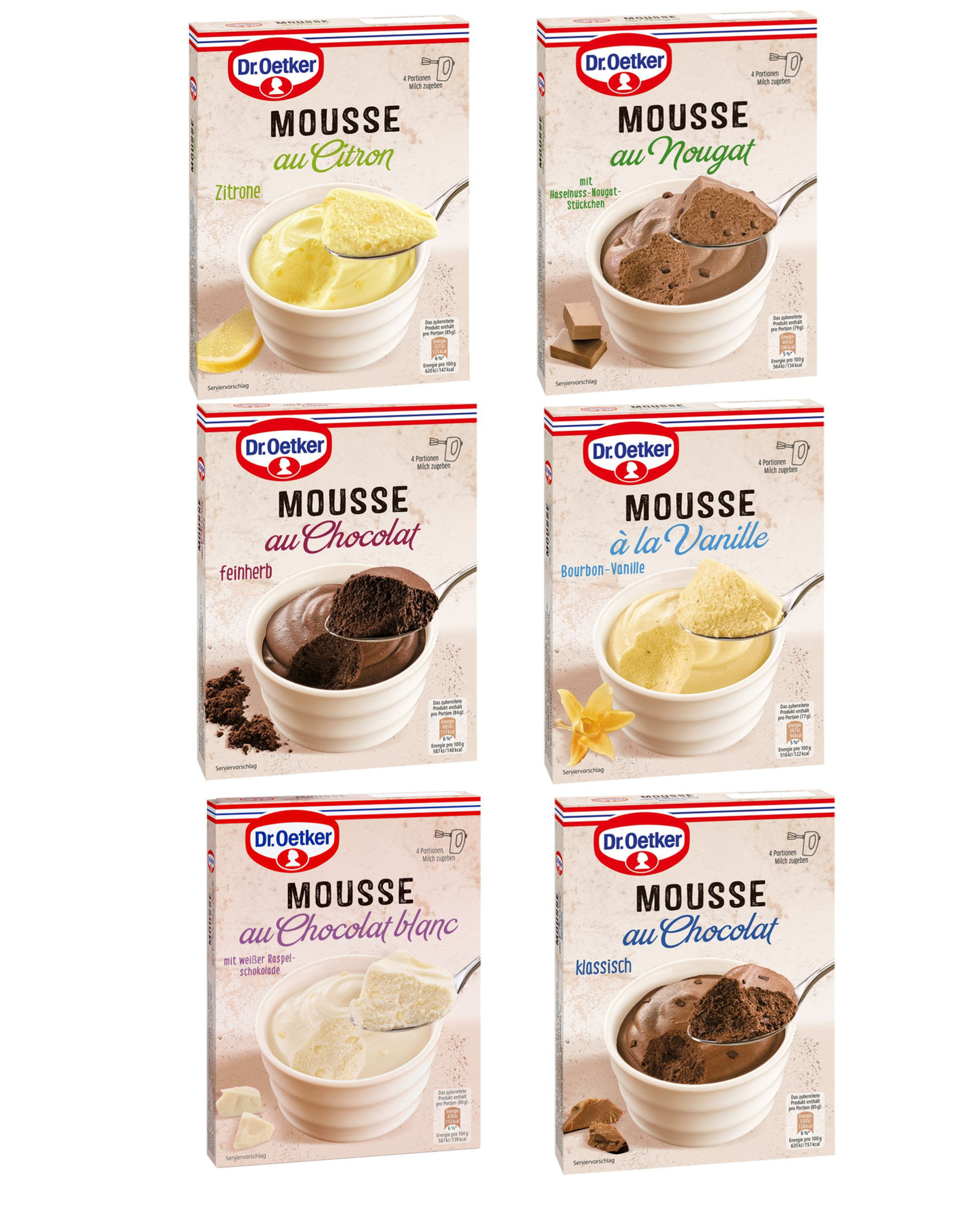 Conjunto variado de mousse Dr. Oetker - 6 produtos