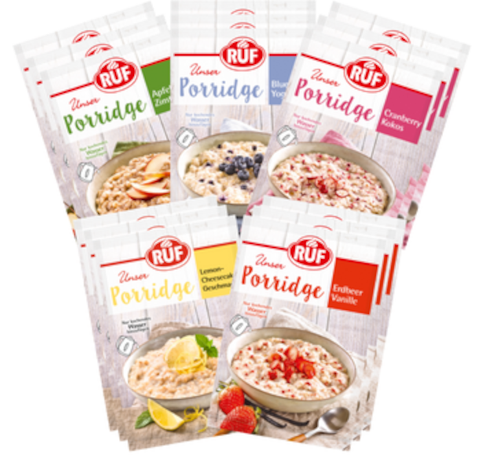 RUF Porridge Sample Set Fruity 15 x 65g portion bags