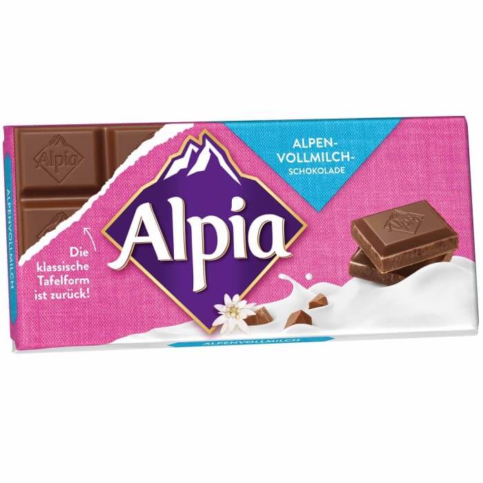 Alpia Alpenvollmilch Schokoladen Tafel 100g / 3.52oz