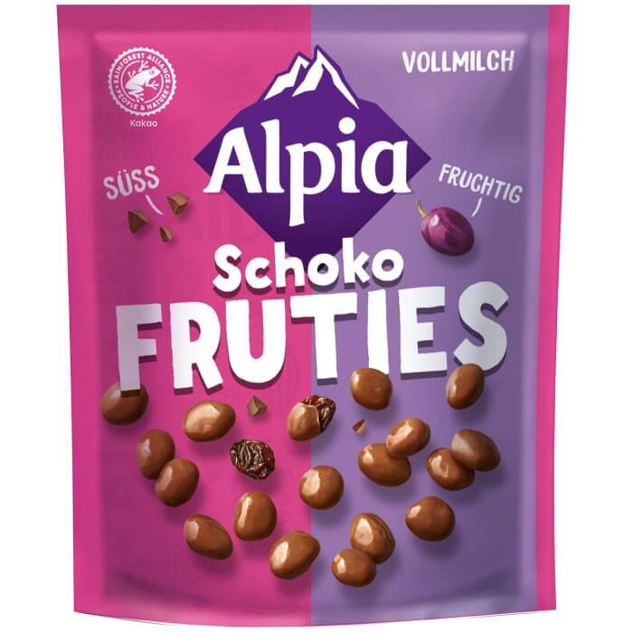 Alpia Schoko Fruties, Rosinen in Vollmilchschokolade 225g